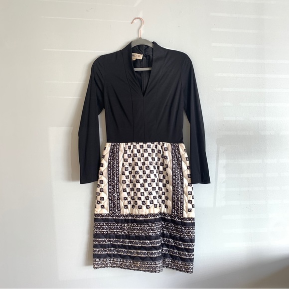 vintage Pretaporte patchwork dress / black + quilted skirt / women's size 10 - Picture 4 of 15